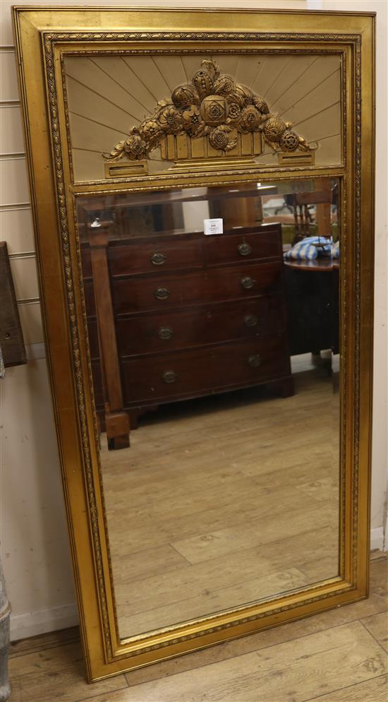 An Art Deco gilt overmantel mirror W.80cm